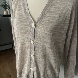J.Crew Space-Dyed Gold Metallic V-Neck Cardigan Sweater size Small
